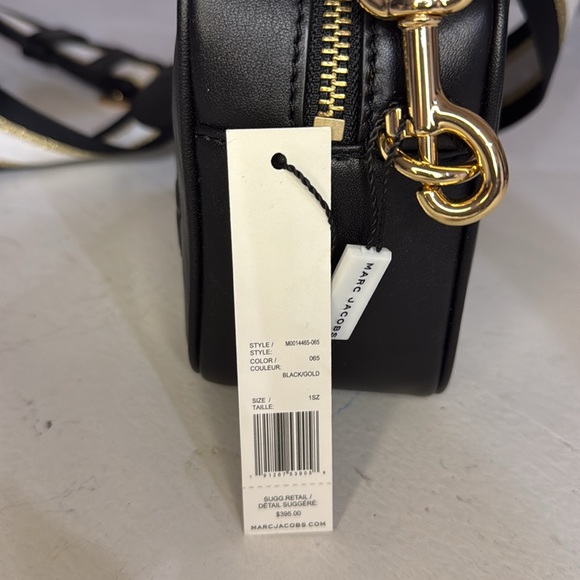 $395 MARC JACOBS Black Flash Leather Crossbody Bag w extra Gold Chain Strap - Picture 7 of 15
